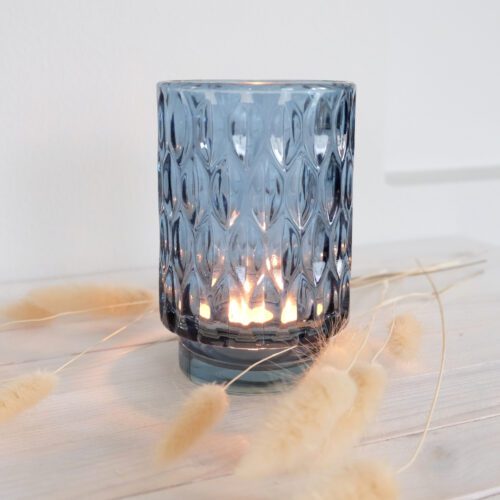 Kynttilälyhty sininen lasia koristeellinen pinta