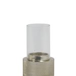 Lampokynttilalyhty metallisella kantaosalla ja lasisella kynttilasuojalla LIGHT & LIVING SIGOR.