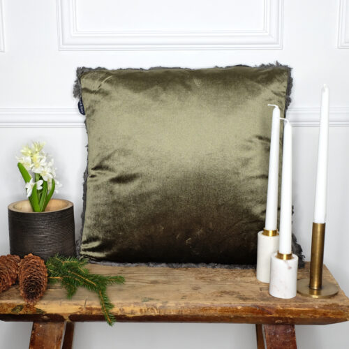 Sisustustyyny sammaleenvihreä samettia 45x45 cm