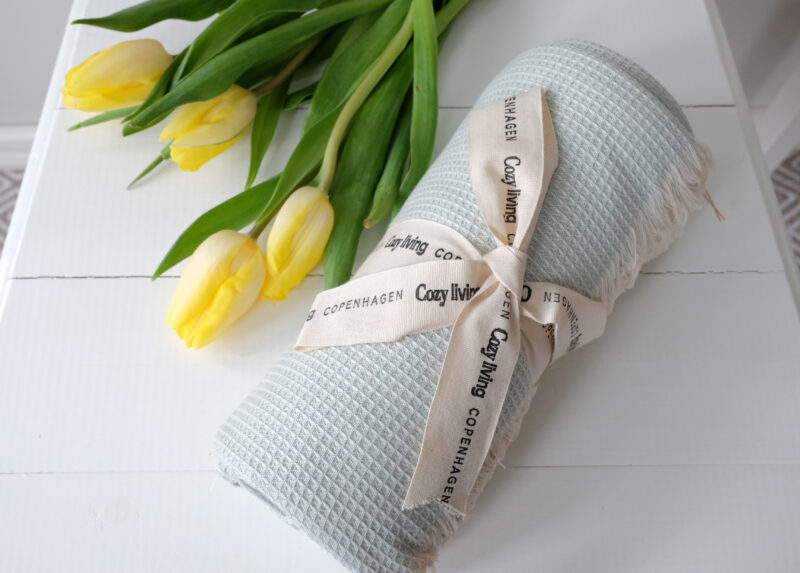 Torkkupeitto vohvelikuvioinen puuvillaa mintunvihreä