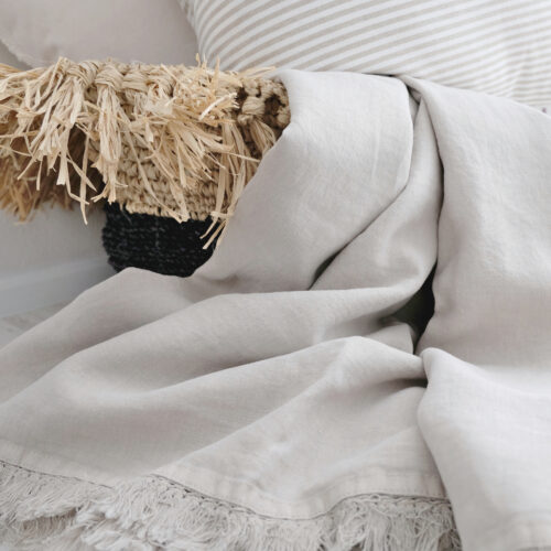 Torkkupeitto beige pellavaa