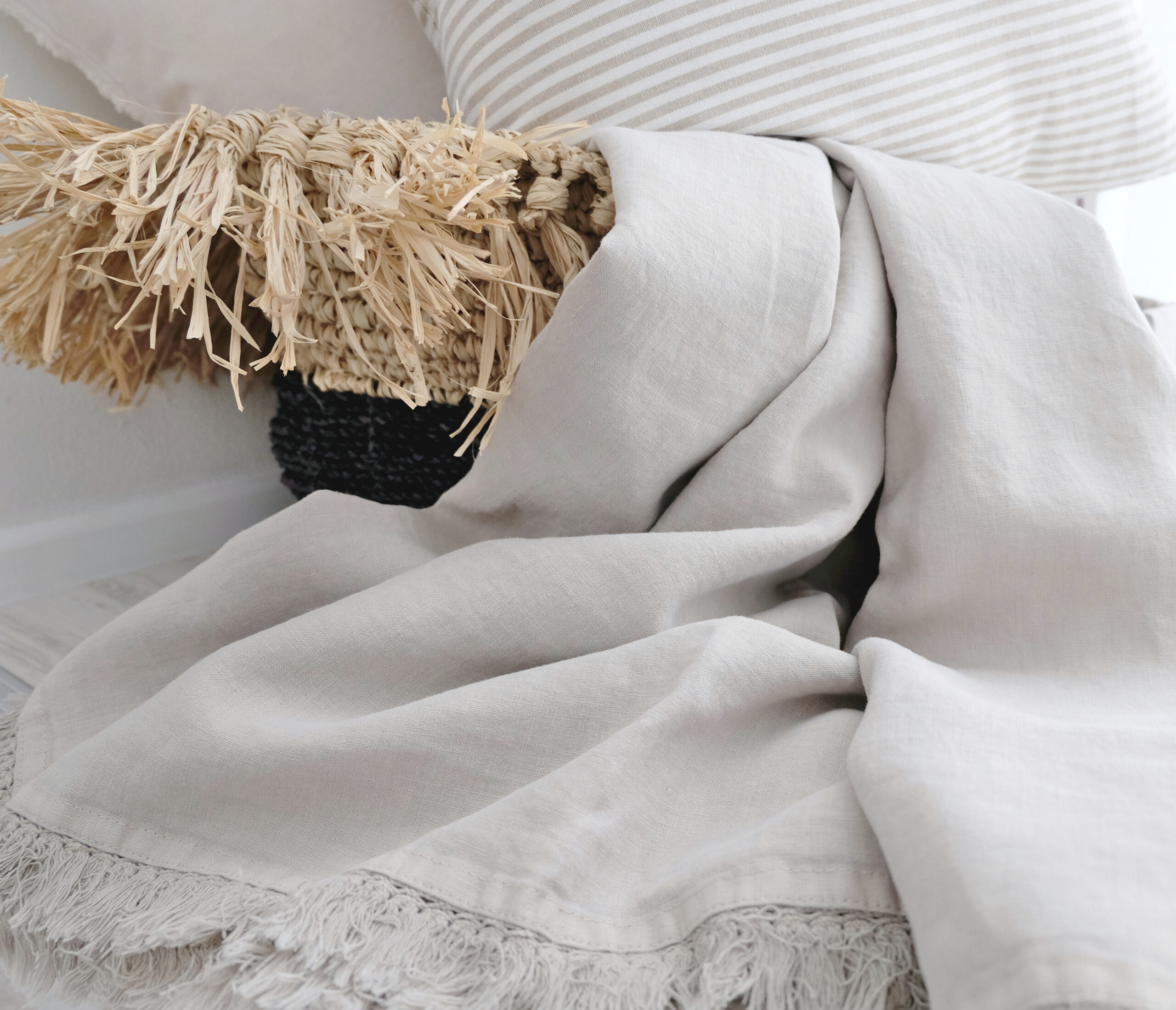 Torkkupeitto beige pellavaa