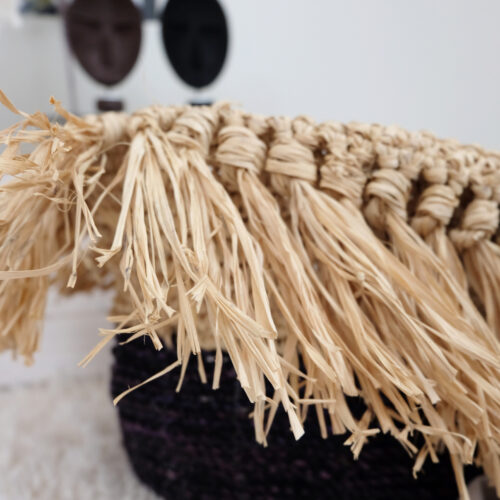 Boho kori meriheinä musta vaaleanruskea