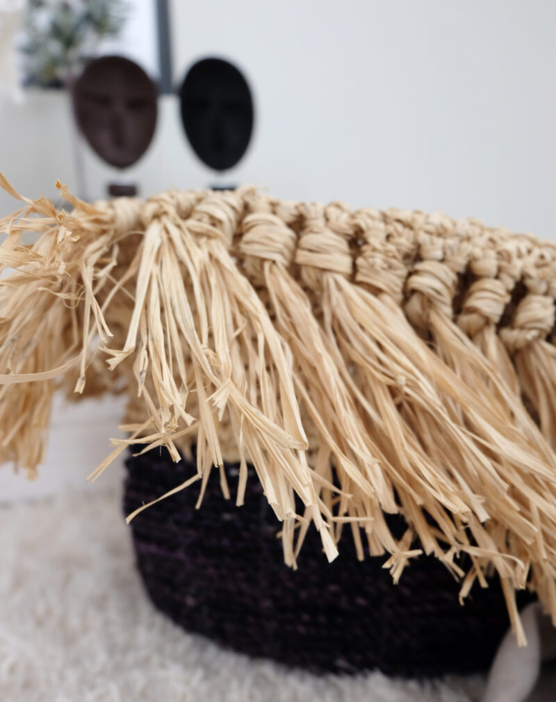 Boho kori meriheinä musta vaaleanruskea