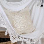 Sisustustyyny nappi koriste luonnonvalkoinen