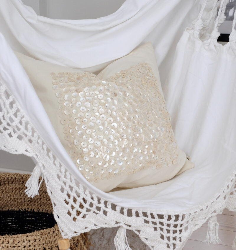 Sisustustyyny nappi koriste luonnonvalkoinen