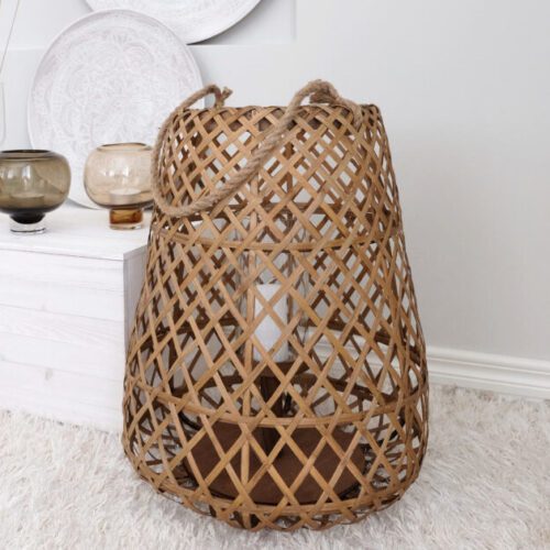 Iso kynttilälyhty bambu ruskea