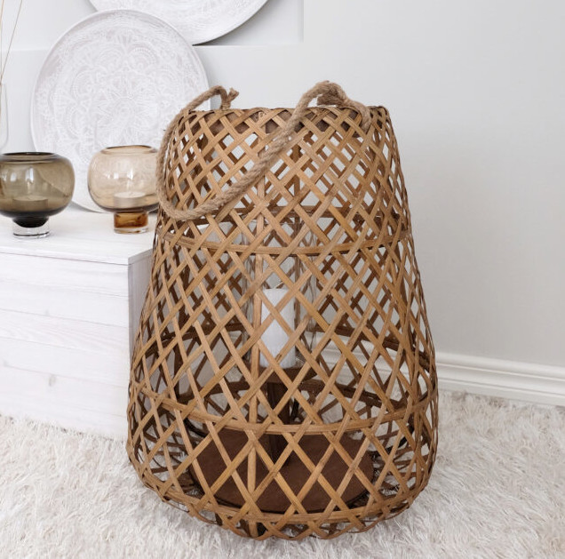 Iso kynttilälyhty bambu ruskea