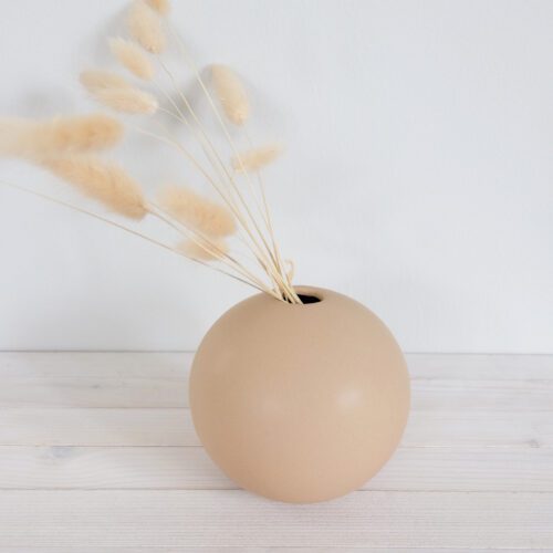 Maljakko pallo beige keraaminen mattapintainen