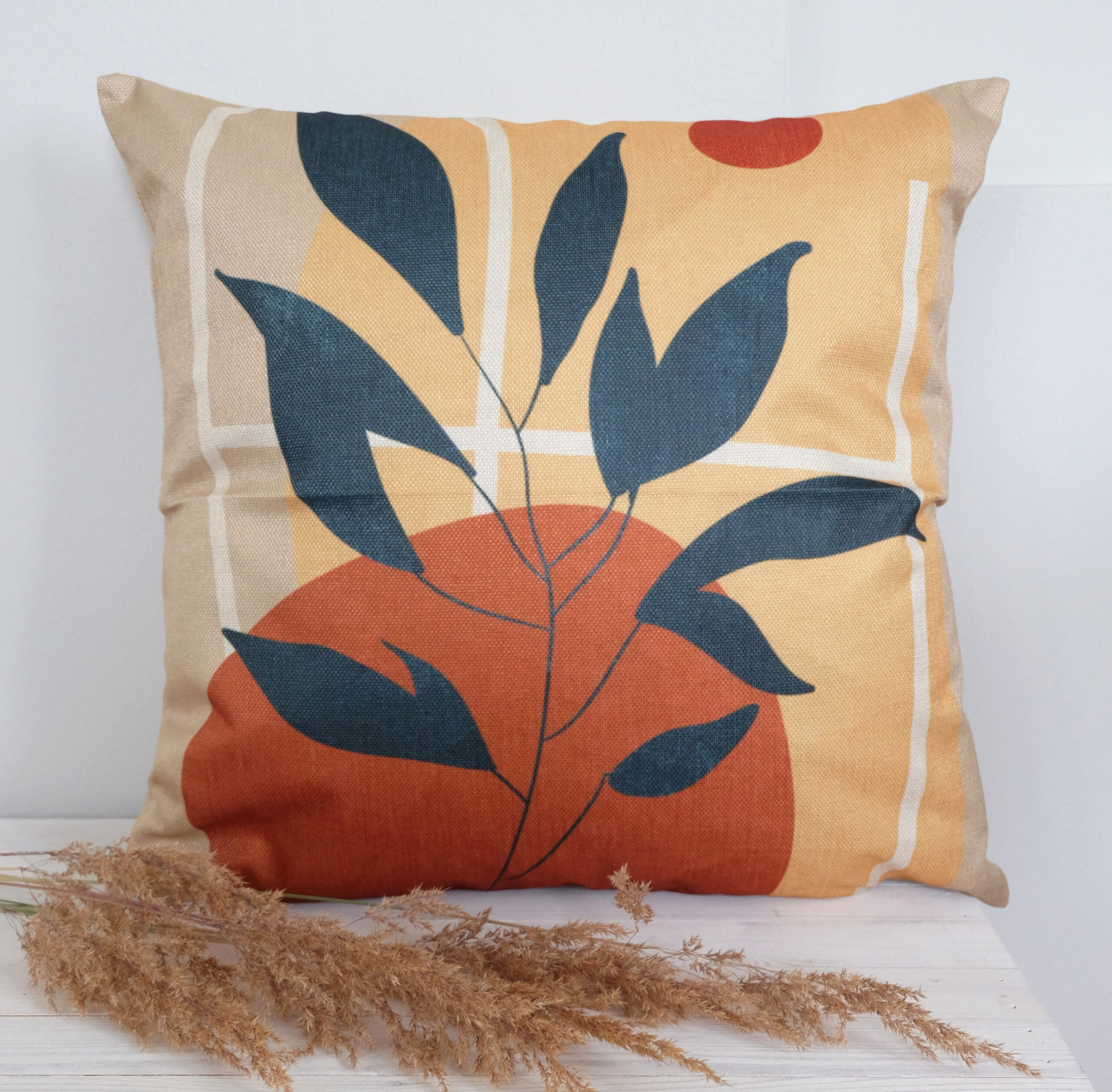 Värikäs kuviollinen sisustustyynynpäällinen beige terracotta