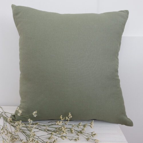 Oliivinvihrea pellavainen sisustustyynynpaallinen