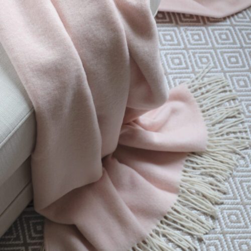 Torkkupeitto vaaleanpunainen 100% villaa