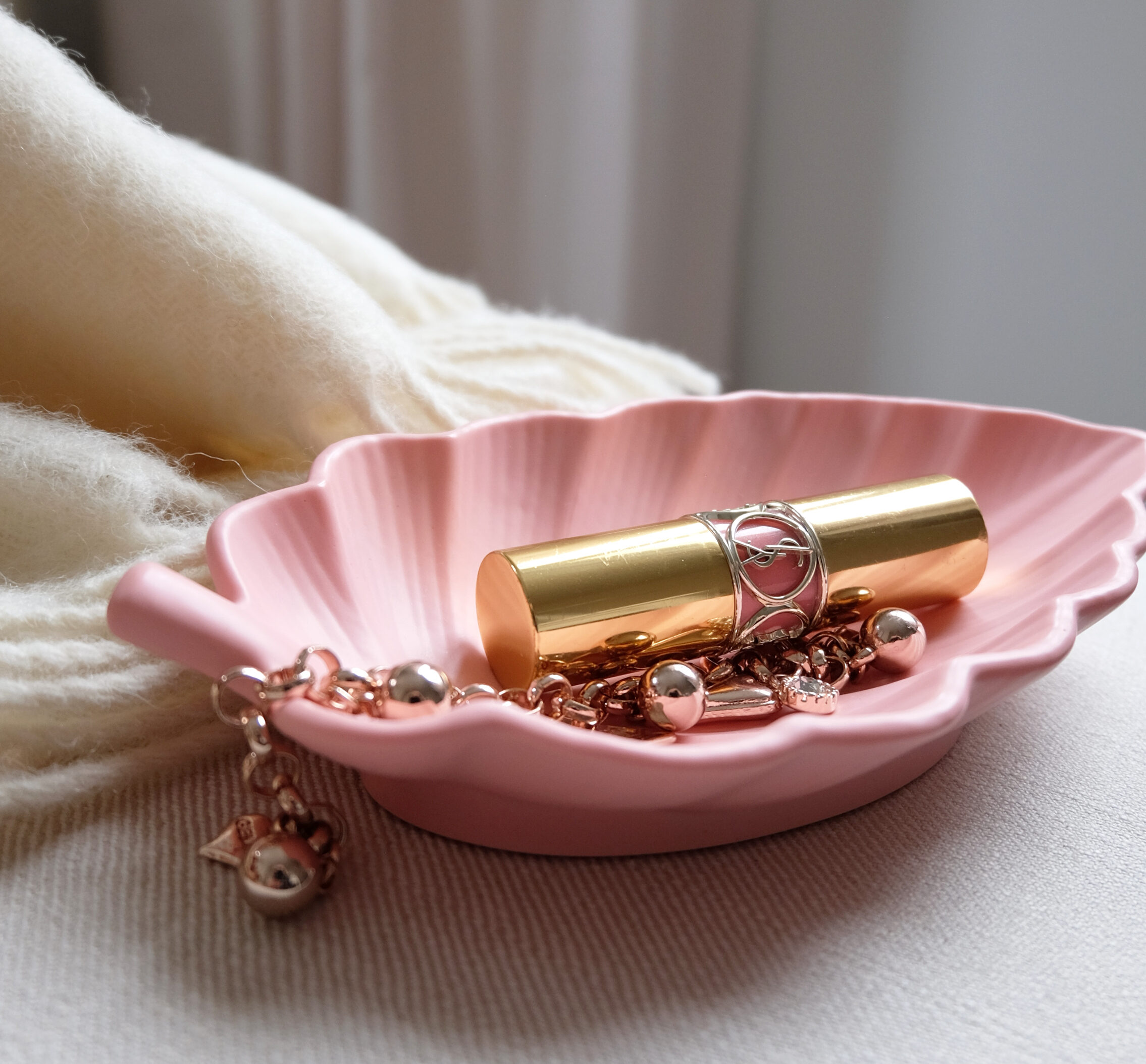 Korulautanen lehti keramiikka vaaleanpunainen