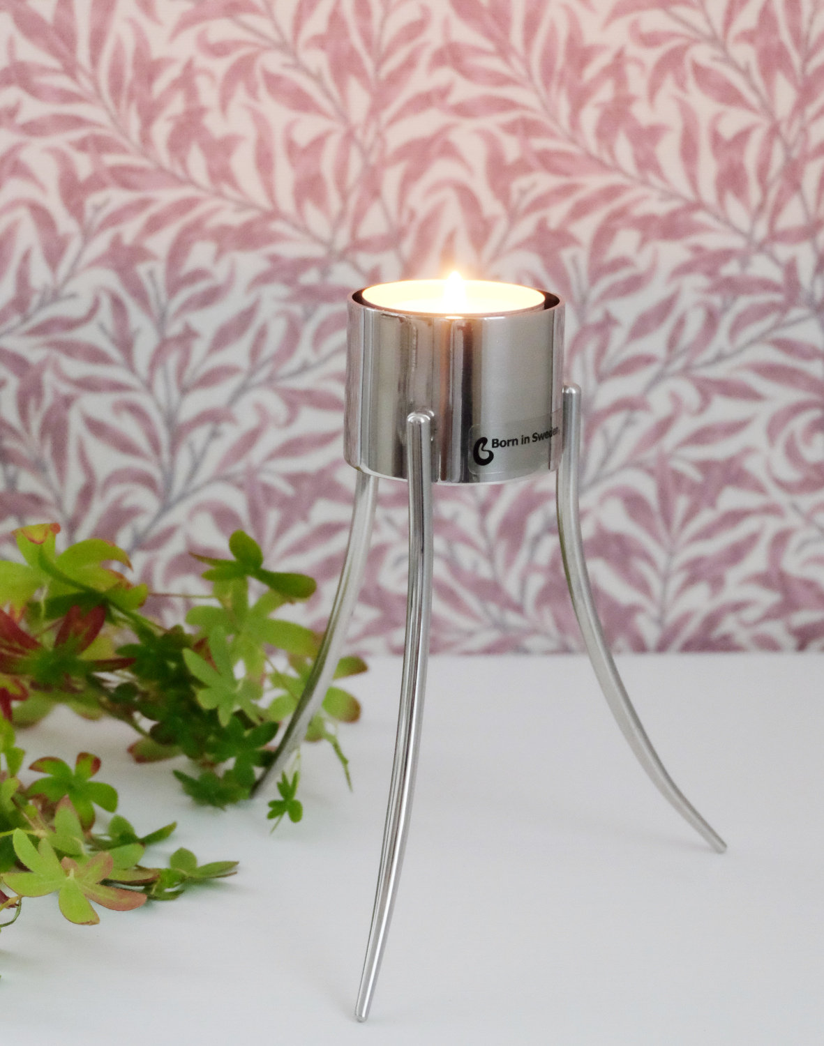 Tuikkukynttilänjalka kirkas teräs