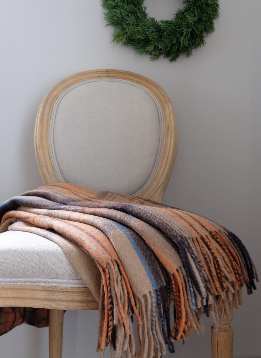 Torkkupeitto ruudullinen tartan oranssi villaa